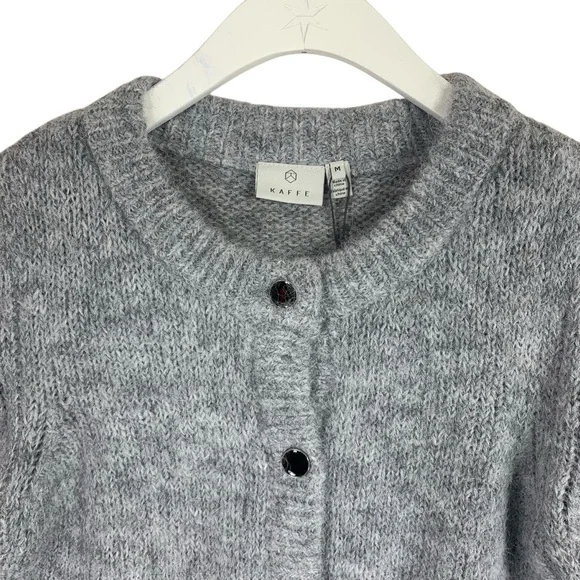 NWT KAFFE cardigan grey mélange short sleeve cardigan size medium - Picture 3 of 14